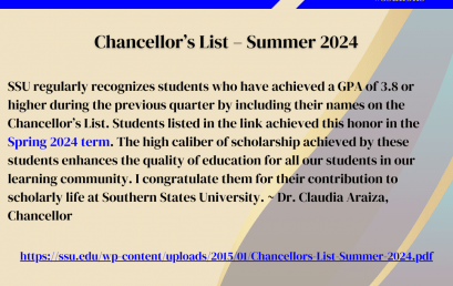 Chancellor’s List – Summer 2024