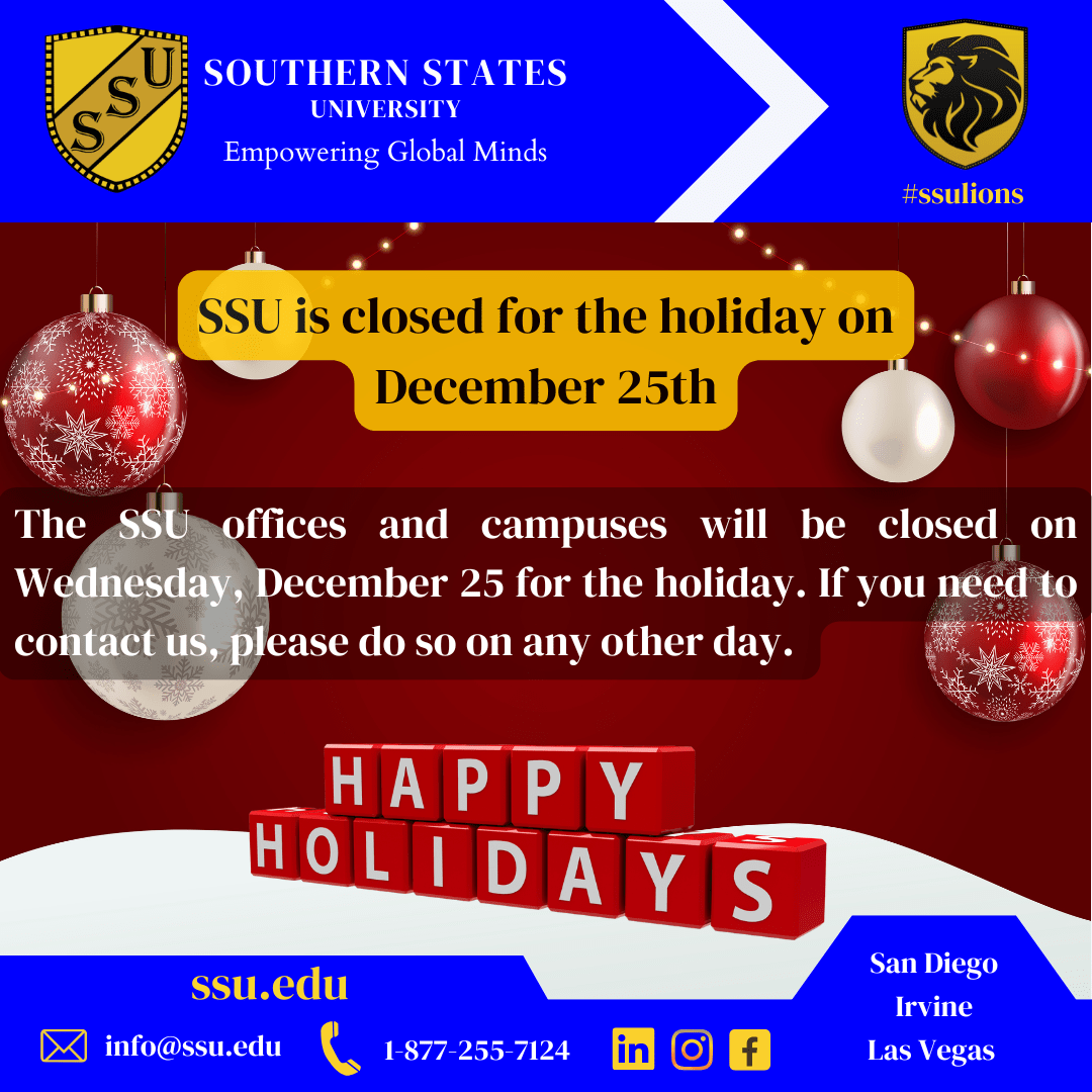 SSU is closed for the holiday on December 25th