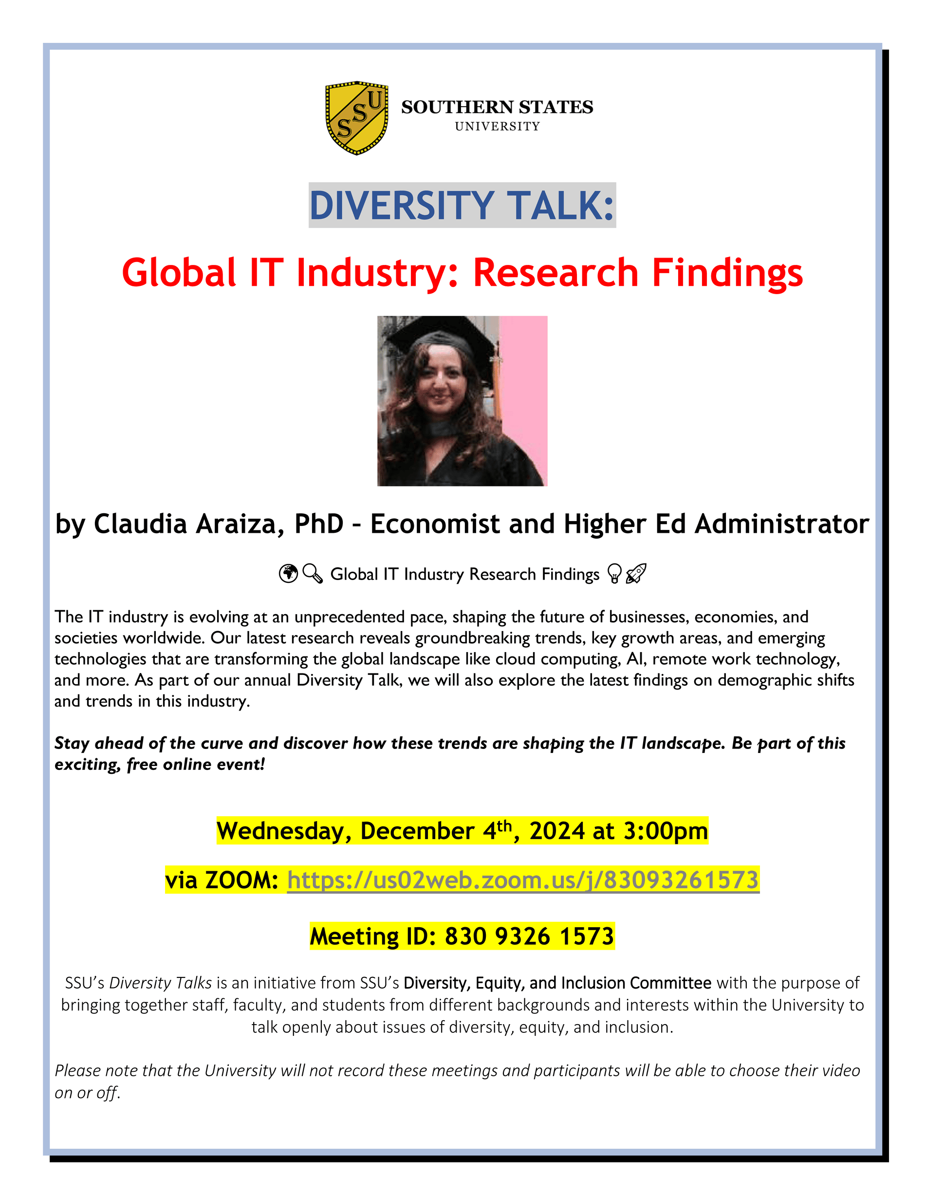 SSU Diversity Talk Fall 2024