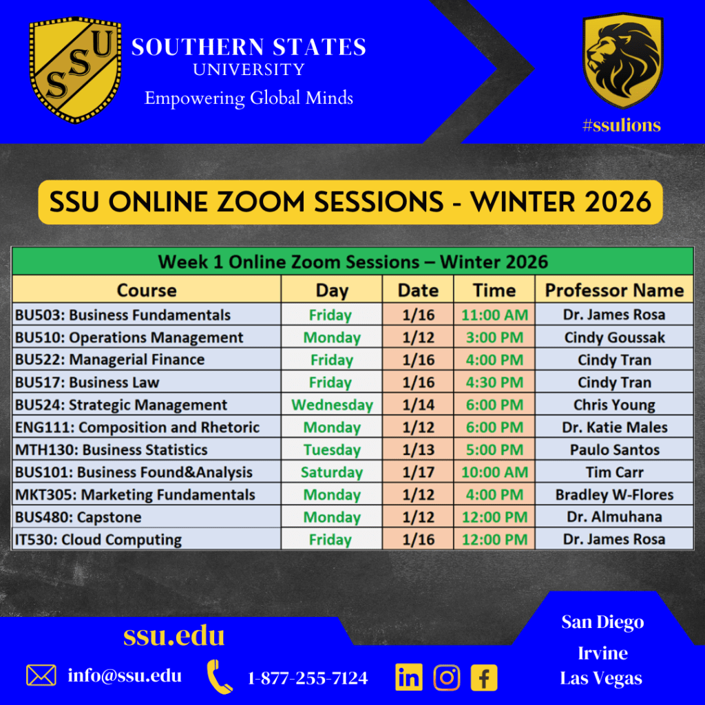 SSU Online Zoom Sessions - Winter 2026