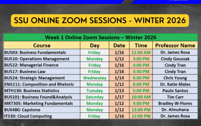 REMINDER: SSU Online Zoom Sessions – Winter 2026