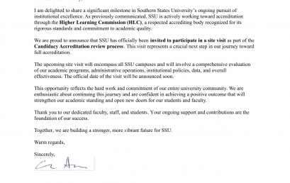 Accreditation Update from SSU Chancellor