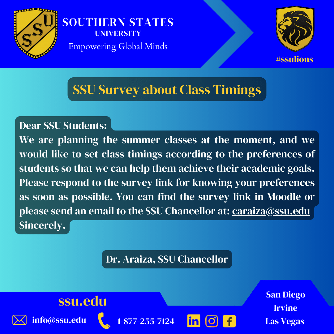 SSU Survey About Class Timings SSU Business Administration BBA MBA 