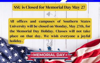 SSU is Closed for Memorial Day May 27