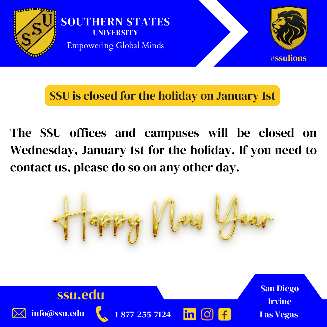 SSU is closed for the holiday on January 1st