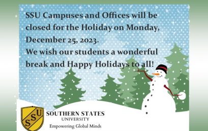 SSU Campuses will be closed for the Holiday on Monday December 25, 2023
