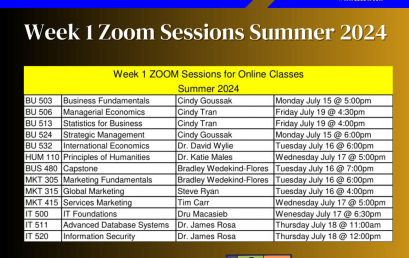 Week 1 – Mandatory Zoom Sessions – Summer 2024