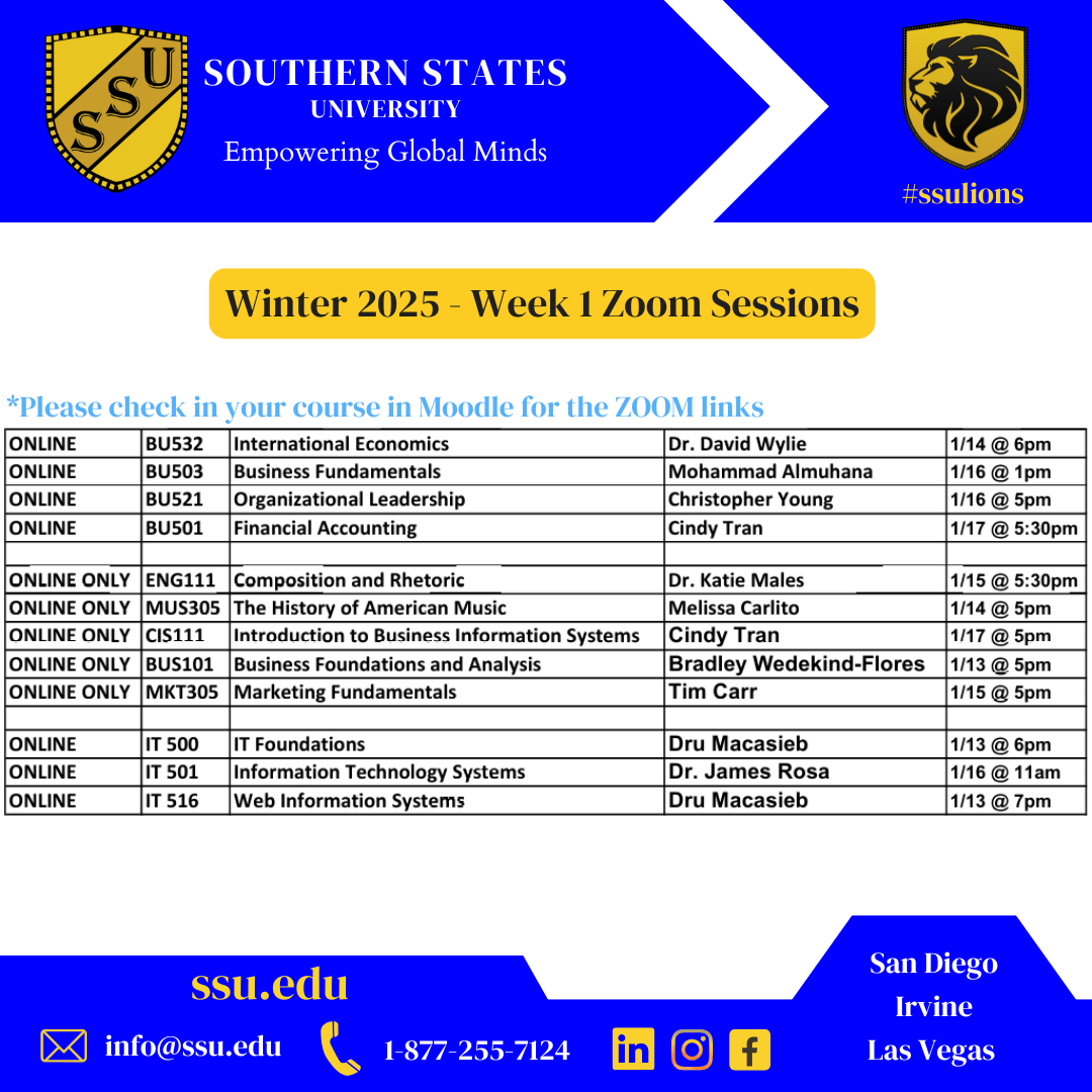 Winter 2025 – Week 1 Zoom Sessions