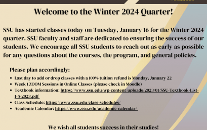Welcome to the Winter 2024 Quarter!
