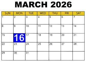Deadline Calendar - Spring 2026 - March 16 Deadline Calendar - Spring 2026 - March 16