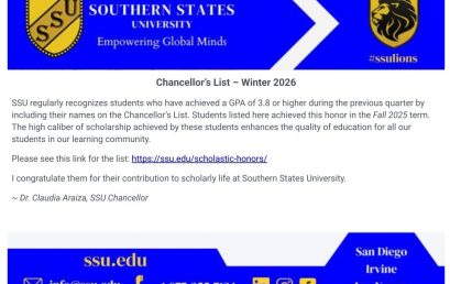 Chancellor’s List – Winter 2026