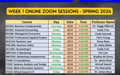 Week 1 Online Zoom Sessions – Spring 2026