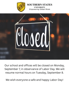 Our school and offices will be closed on Monday, September 7